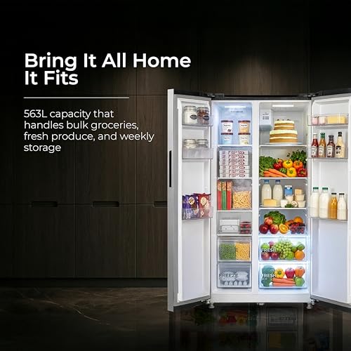 Image of Midea 563 L French Door Refrigerator, Inverter Compressor, Multi Air Flow Cooling, Digital Display (Portable Ice Maker, Frost Free, Energy Efficient, Large Capacity, Family Use)