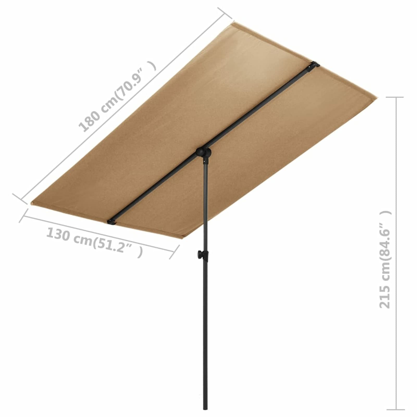 Homgoday Sombrilla de jardín con Palo de Aluminio Tape 180x110 cm Sombrilla de Jardín,Protección UV Sombrilla Jardín Grande Orientable Jardín Parasol Balcón