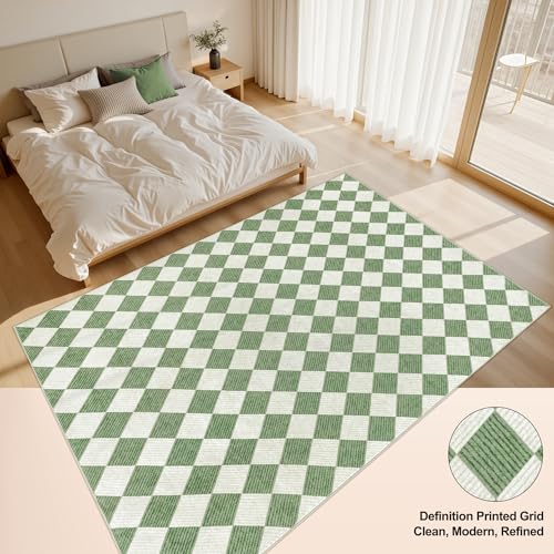 Tapete decorativo Kiginara 5x7 verde tablero miniatura 3