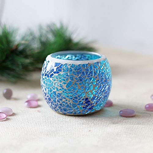 Kepfire Mosaic Glass Candle Holder Home Party Christmas Decorative Handmade Tea Light Holder Romantic Candlestick For Vase Pen Holder Potted Plants Bowl - Style C #TOP5