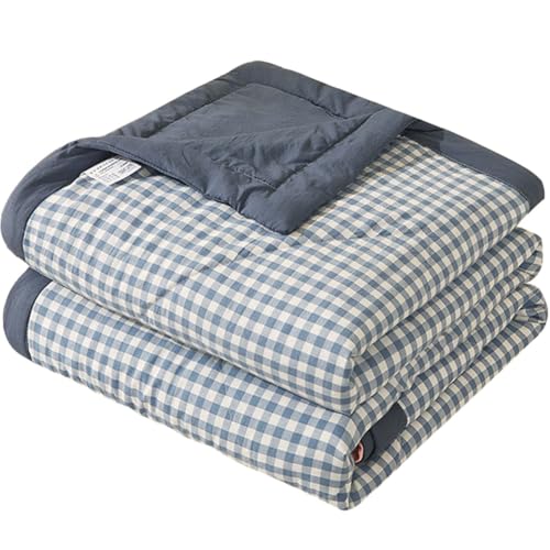 TOULIVER Colcha de Verano Colcha Acolchada para Cama, Multiuso Edredón Manta de Dormitorio Reversible Suave Colchas, 100% Algodón Lavado, para Primavera Cama Matrimonio Individual,Azul,200x230cm