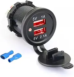 Tomada USB 3.1A Dupla Adaptar Veiculos Motos Barcos Onibus Vermelha -KLX Qualidade e Inovação