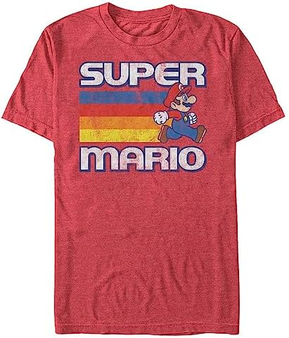 Nintendo Mens Nintendo Super Mario Running Retro Stripe T-Shirt