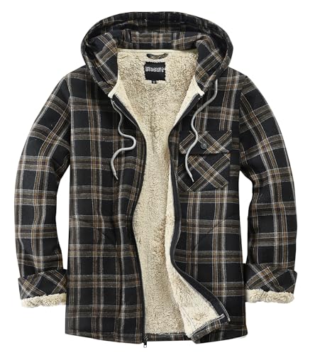 Elesuit Men's Full Zip Fleece Flannel Jackets Shirt Plaid Cotton