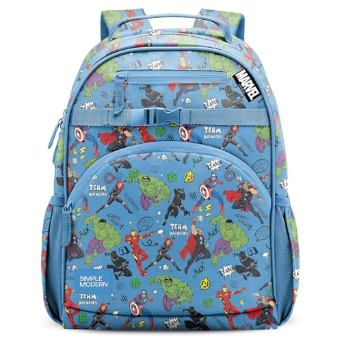 Simple Modern Mochila infantil média Marvel Avengers para meninas e meninos | Mochila infantil do jardim de infância | Coleção Fletcher | Crianças - 38 cm de altura | Heróis dos Vingadores