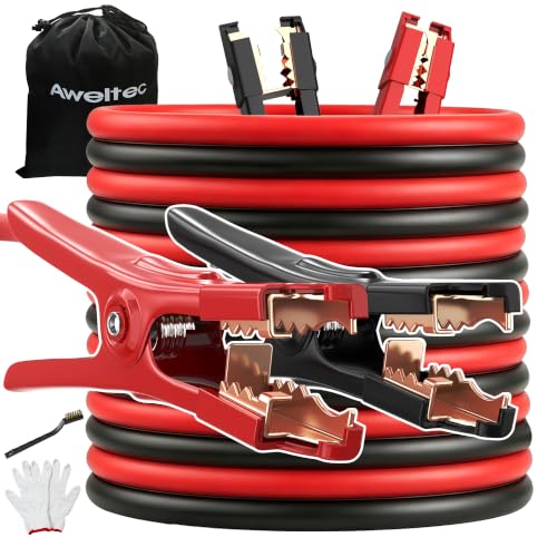 AWELTEC Heavy Duty Jumper Cables,2 Gauge 20 Feet Battery Booster Cable,Automotive Jumper Wires with...