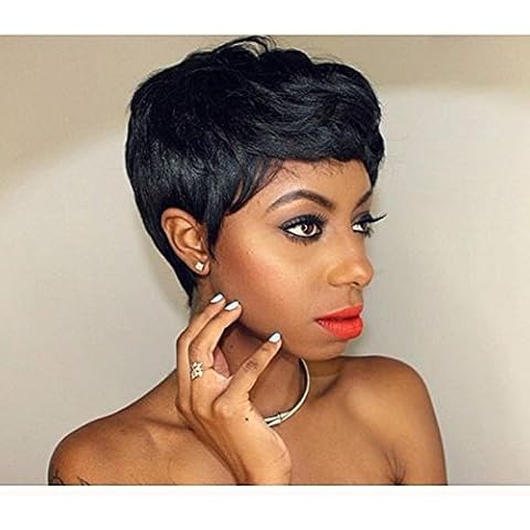 BeiSD Short Black Pixie Cut Hair Natural Synthetic Wigs For Black Women Heat Resistant Black Wig Women's Fashion Wig Cover