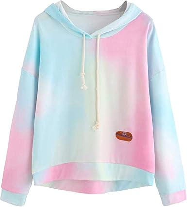 Amazon.com: Sudadera con capucha de color block tie dye estampado sudadera  de manga larga tops : Ropa, Zapatos y Joyería