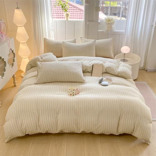 LSZHBSL Parure de lit - Housse de Couette 220 x 240 cm en 100% Coton - 4 Pièces pour lit Standard 2 Personnes avec 2 Taie d'oreiller