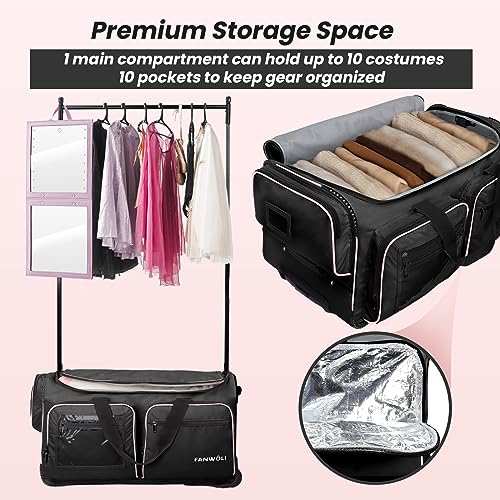 Fanwoli 23" Dance Bag with Garment Rack and Privacy Cover | Ultra-Light Collection | More Lightweight & Wear-Resistant | Ideal Competition Duffle Bag for Dancers Livestreamer Athletes4