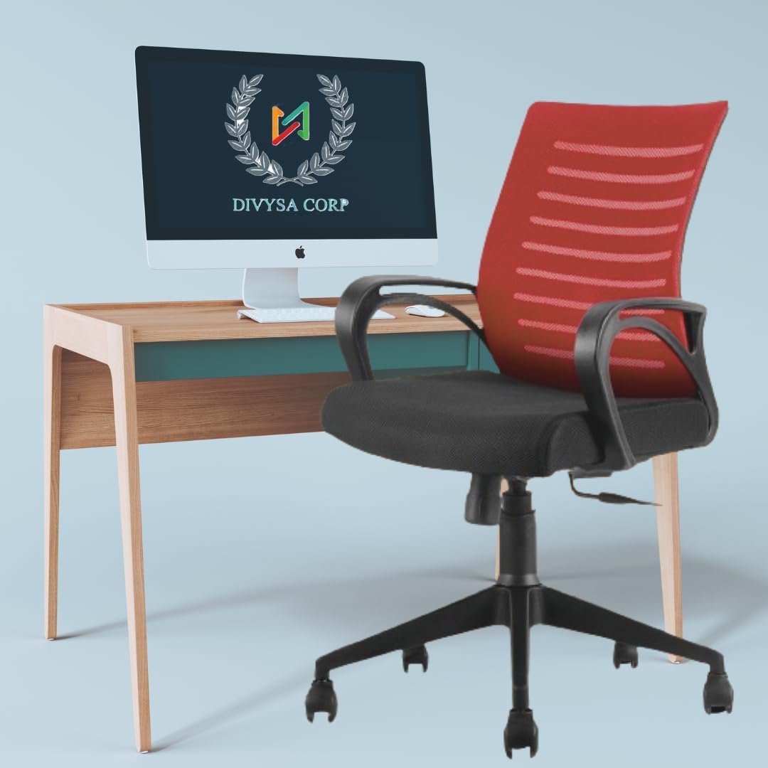 TIGER ENTERPRISES Ergonomic Boom Office Chair | Office Chairs for Work from Home | Office Chair Mid-Back Nylon Base & High Comfort Seating with 2 Year Warranty, Comfort Seating (Red Back1) (B0DG8N1NRJ) Amazon Price History, Amazon Price Tracker