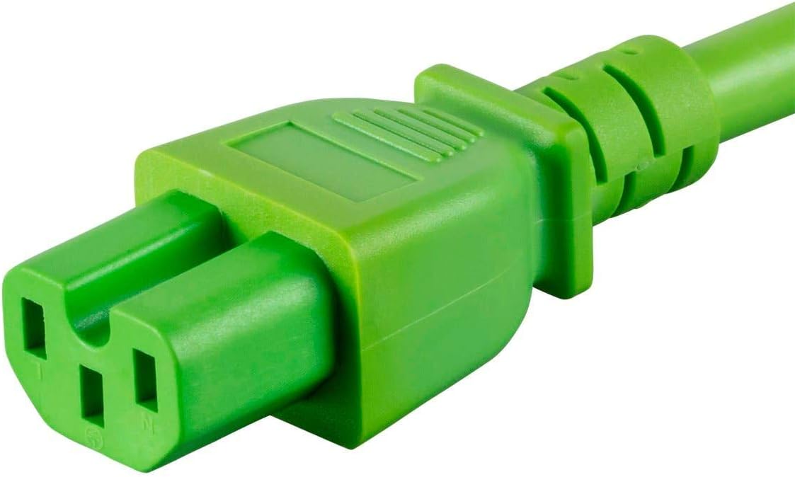 Monoprice Heavy-Duty Computer Extension Power Cable/Cord - 6 Feet - Green | 14AWG 15A 14AWG (IEC-320-C14 to IEC-320-C15)