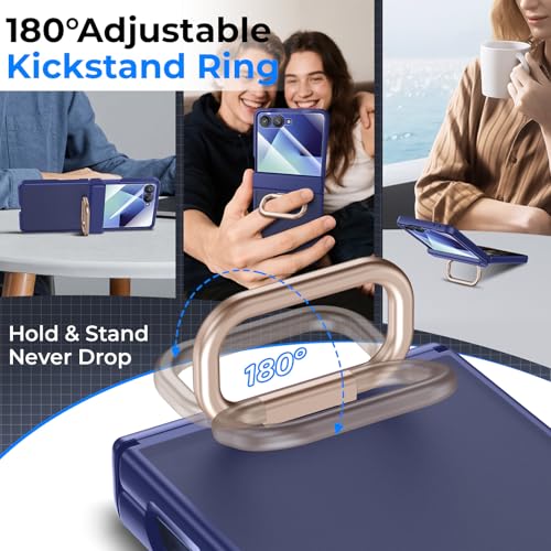 Kaiiecal for Samsung Galaxy Z Flip 7 Case with Ring [Anti-Yellowing][Built-in Screen Protector][Hinge Protection] Translucent Matte Shockproof Protective Slim Case for Galaxy Z Flip 7(Blue) by Kaiiecal - Used condition - Image 3
