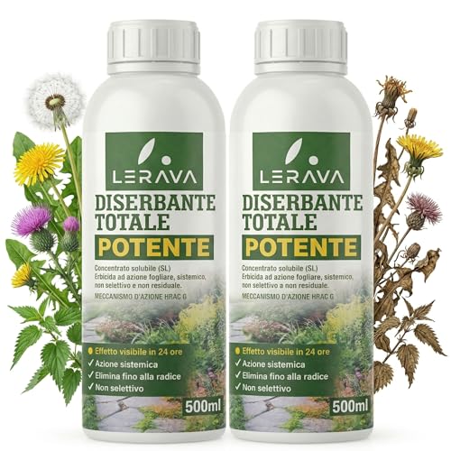 LERAVA® Diserbante Totale Potente (2x500 ml) - Glifosato erbicida contro