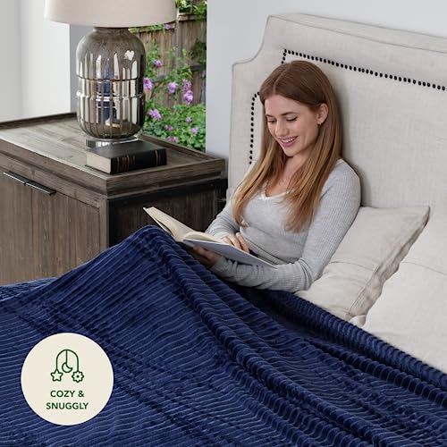 Go Fleece Blanket Navy Blue Throw Blanket – Queen 90”X90” 270Gsm Warm Comfy, Super Soft & Plush Throw For Bed, Couch, Sofa – Fluffy Lightweight Cozy Fuzzy Blankets For Women, Men, Kids (90X90In) #TOP7