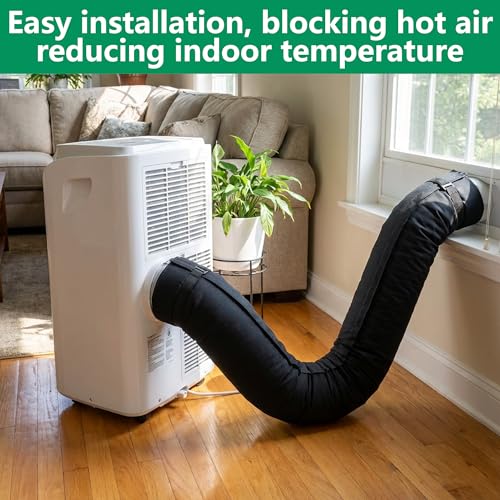 Tlswshsy Portable AC Hose Insulation Sleeve , Air Conditioner Exhaust Hose Cover with 4 Straps, Heat Shield Wrap for 5" & 5.9" Diameter Vent Hose Easy Installation (Black) by Tlswshsy - Used condition - Image 7