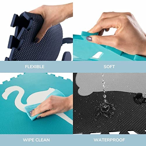 Hakuna Matte grote puzzelmat voor baby's 1,8x1,8m – 9 XXL Tegels 60x60cm met dieren – 20% dikkere speelmat in een milieuvriendelijke verpakking – reukloos baby speelkleed zonder schadelijke stoffen - Afbeelding 6