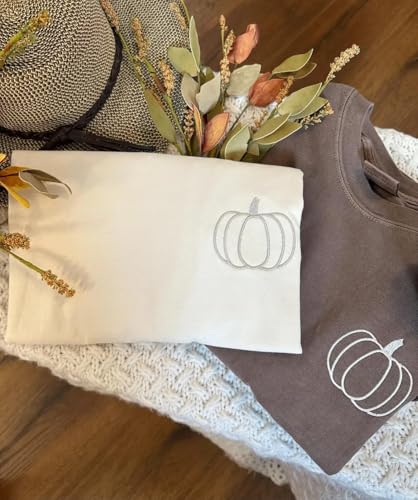 Embroidered Halloween Pumpkin Shirt, Comfort Colors Fall T-Shirt, Cute Womens Pumpkin Shirt, Autumn Graphic Tee, Spooky Season Top3