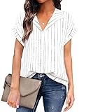 VIOPY Blusas de Gasa de Manga Corta para Mujer para el Trabajo de Oficina Atuendos de Negocios Camisas con Cuello M