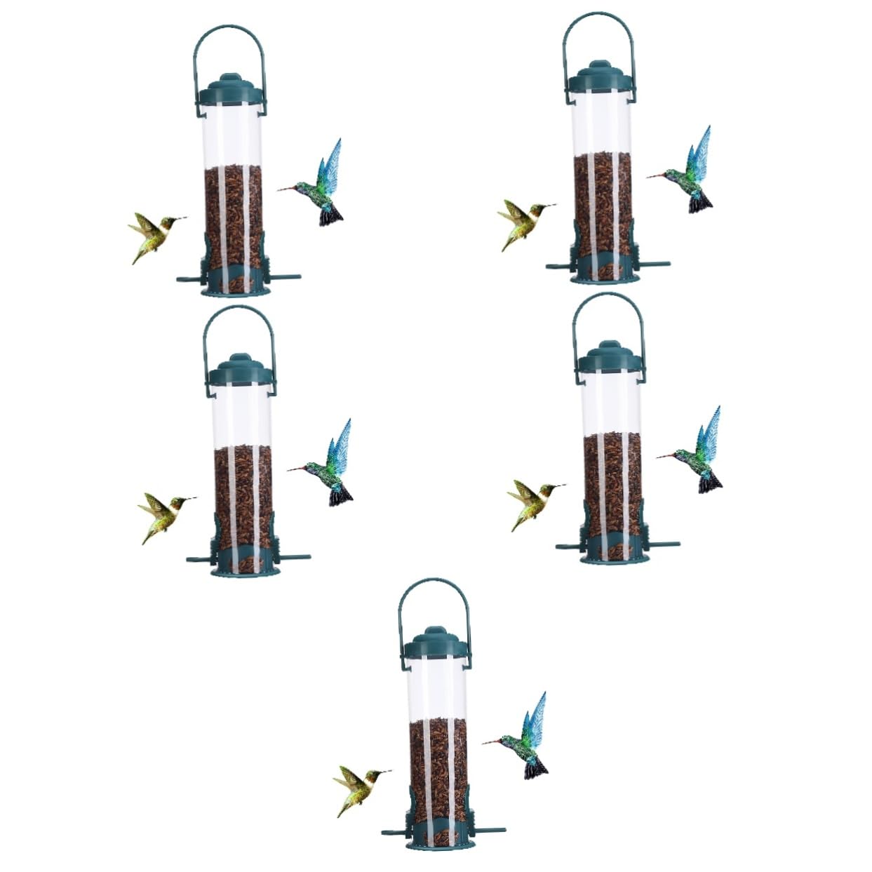 BESPORTBLE 5pezzi Mangiatoia Per Uccelli Da Appendere Alimentatore Automatico Per Colibrì Design Trasparente Facile Da Riempire Base Stabile Decorazione Per Giardino
