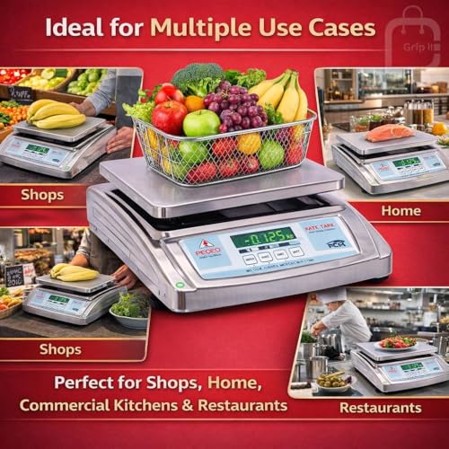 Image of Gripit 35kg Digital Weighing Scale for Shop, Grocery & Commercial Use | High Precision 1g Accuracy Heavy Duty Weight Machine with 10x12 Inch Stainless Steel Pan | Electronic Vajan Kata for Retail