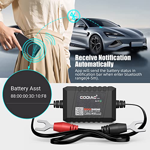 Godiag Auto Battery Monitor, Bluetooth 4.0 Wireless Car Battery Tester 6~20V Auto Voltage Charging Cranking System Test Free App Battery Load Tester With Alarm #TOP3