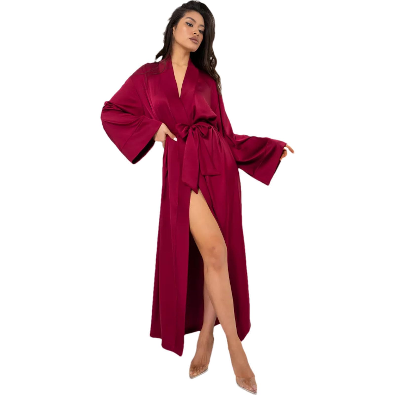 HGps8w Ladies Sexy Robes Long Bride Bridesmaid Wedding Party Bathrobe Lightweight Sleepwear with Belt