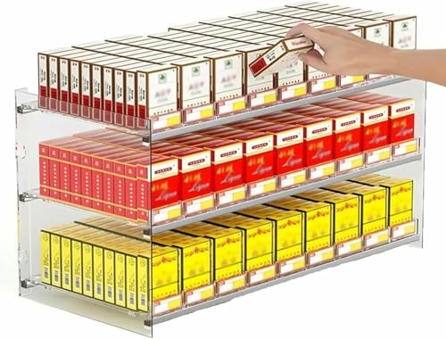 Étagère de présentation de cigarettes pour magasins avec fixation murale compacte