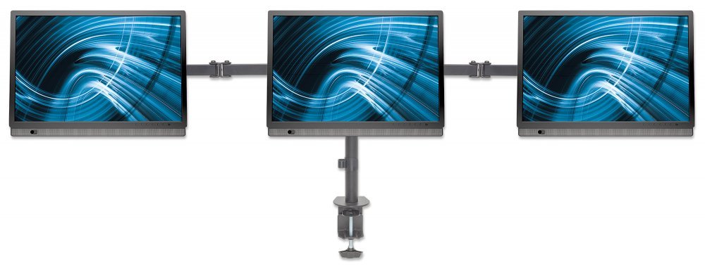 Manhattan 461658 Tischhalterung mit Monitorarm für Drei Displays Geeignet für Drei Displays bis zu - Einer zentral montiert Zwei auf Den Monitorarmen - zweifach schwenkbar – Bild 3