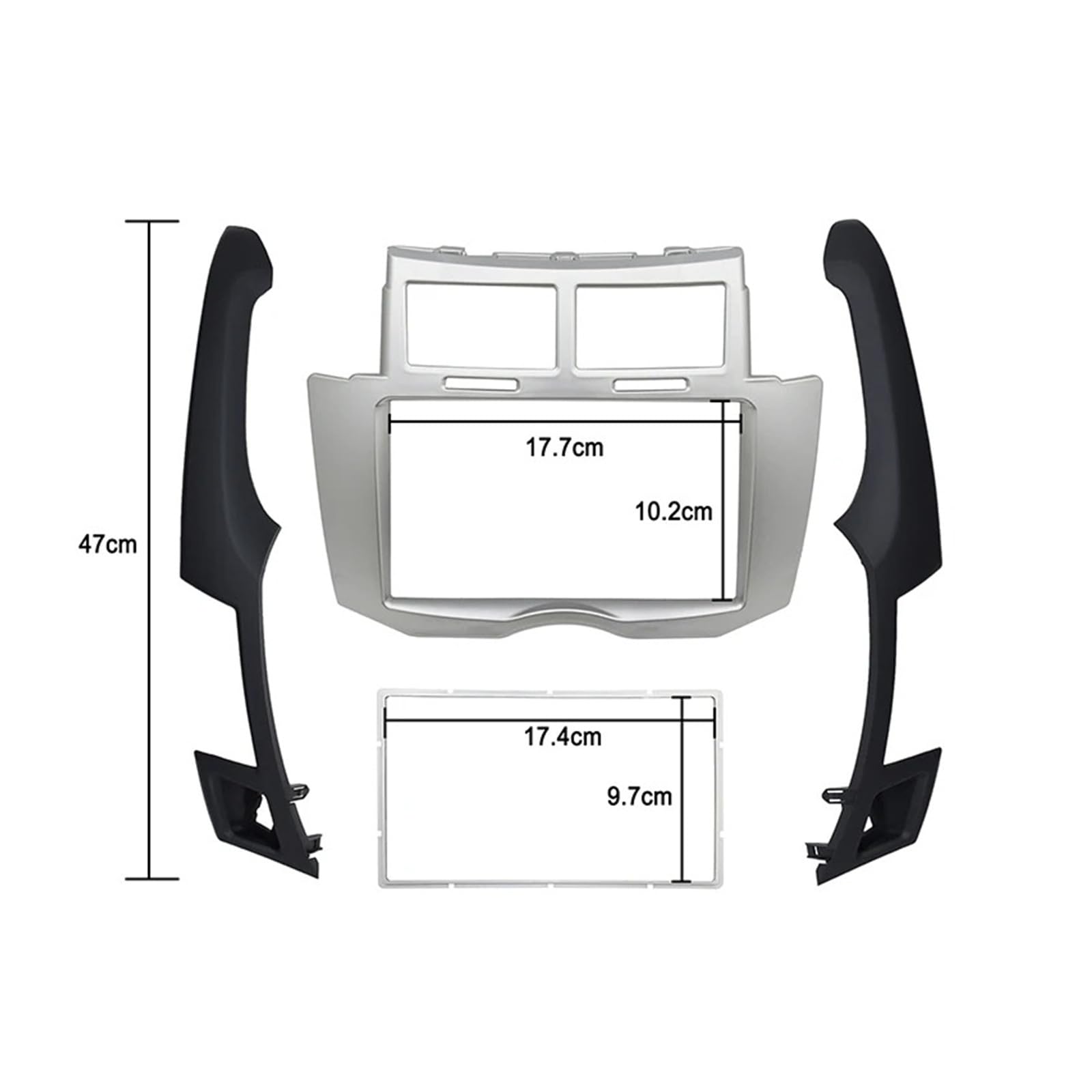 Fascia Marco Marco Radio Coche Doble 2 DIN Kit Tablero Panel Estéreo Cubierta Bisel Embellecedora para Toyota para Yaris para Vitz Platz 2005-2011 Juego Panel Radio