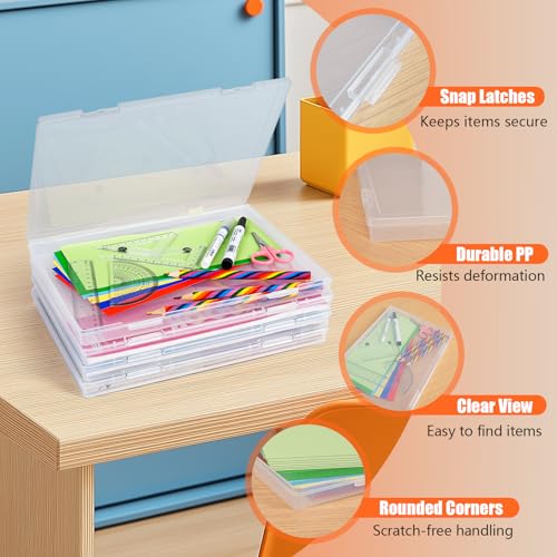 FUIJOL Photo Storage Box 11.5x8.5 Inch, 4 Pcs Portable Board Game Storage Container, A4 Paper Storage Box, Craft and File Organizer for Home/Office (8.5 * 11.5inch-4pcs) - Thumbnail 2