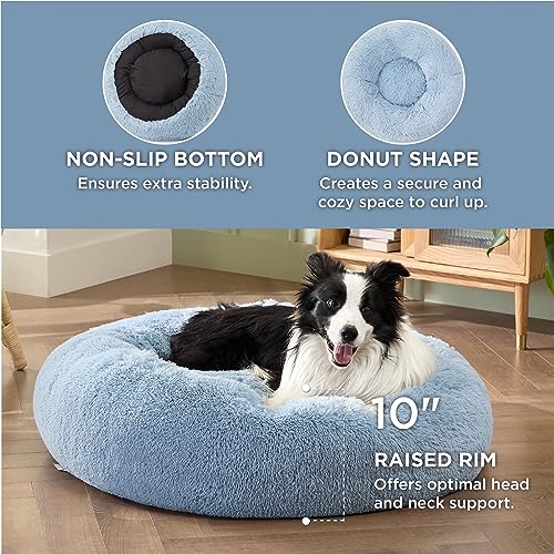 Image of Bedsure Calming Dog Beds Large Sized Dog Donut Washable Pet Bed,36ins Light Blue