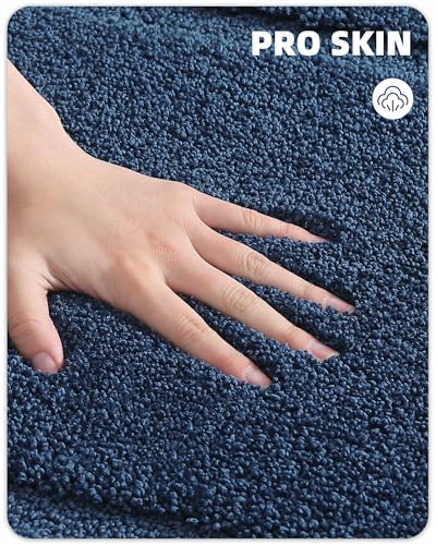 Image of Color&Geometry Oval Blue Bathroom Rugs 43x24, Extra Soft Absorbent Microfiber Bath Rugs, Non-Slip Bathroom mat, Washable Plush Bath Mats for Bathroom, Shower, Bathtub, Laundry, Blue