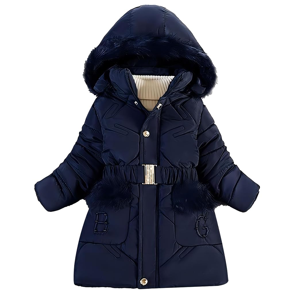 Tilozs Kinder Winterjacke Mädchen Wintermantel mit Warme Samtfutter und Abnehmbar Fellkapuze Winter Parka Steppjacke Outdoorjacke