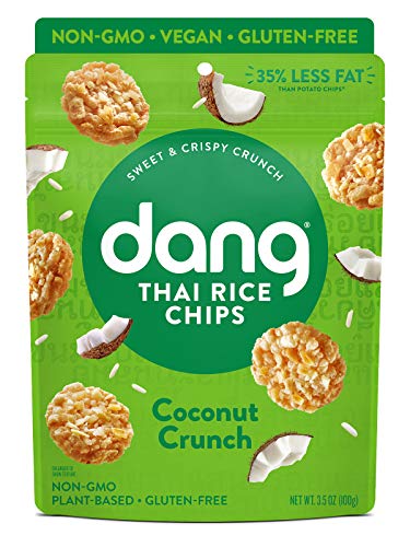 Dang Sticky Rice Chips, Coconut Crunch, 4-Pack, 3.5 oz Bags, Gluten Free Rice Crisps - image 1