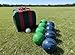 BuyBocceBalls Listing - Made in USA, Premium Quality Engraved Tournament Bocce Set - 110mm Green and Blue Balls, Nylon Bag, 998 Grams (2 lbs. 3.2 oz.). Various Bag Colors