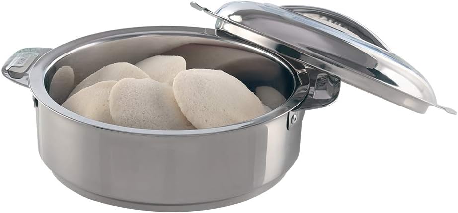 Borosil Stainless Steel Solid Idly Server - 2L, 1 Idli Server, Silver