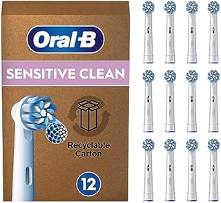 Oral-B Sensitive Clean Końcówki do Szczoteczek Elektrycznych, 12 Sztuk, Białe, Wielkość Odpowiednia do Skrzynek Pocztowych