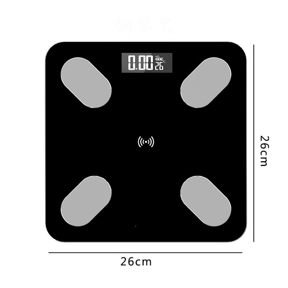 Báscula electrónica Inteligente Profesional, báscula Digital para baño, báscula de Suelo, Duradera (Color: Dorado) (Blanco)