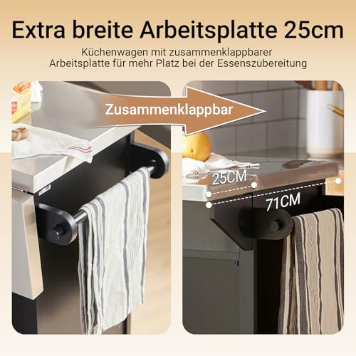 Kücheninsel Sobuy Servierwagen auf Rollen mit ausziehbarer Arbeitsplatte