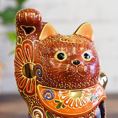 Kutani Japanese Maneki Neko Right Hand Lucky Cat Ceramic #TOP2