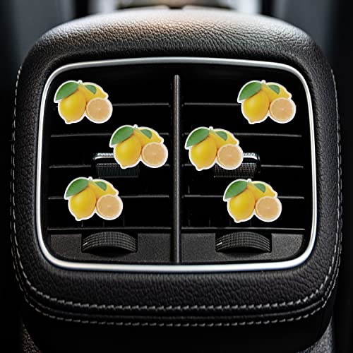 Image of Lemon Car Air Fresheners Vent Clips, 6 Pcs Lemon Scented Air Vent Clips Car Diffuser Vent Clip Long Lasting Car Interior Decor Charm Car Decoration Cute Car Accessories for Women Girls