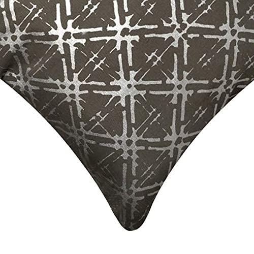 Image of SAJAVAT HOME CC78 Cotton Stripe Khadi Print Cushion Cover (Pack of 1) 18x18 INCHES /45x45 cm Blue & Off White (Cedar Brown, Cotton)
