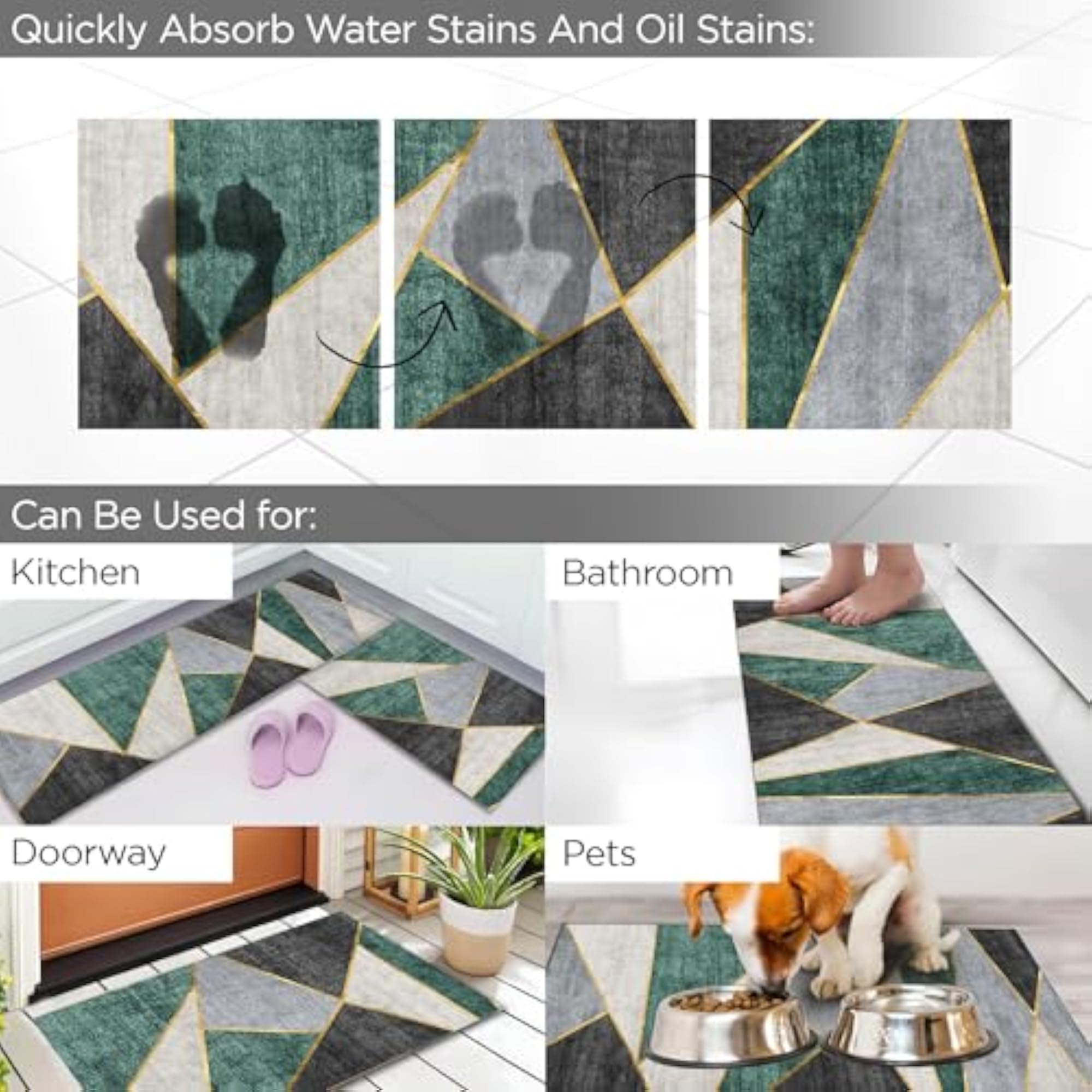 Polyester Non-Woven Felt Bathroom Mat, 2Pcs Set