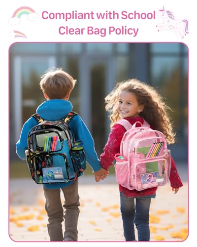 Bagseri Clear Backpack for Kids and Girls Snack Bag, Pink Unicorn2
