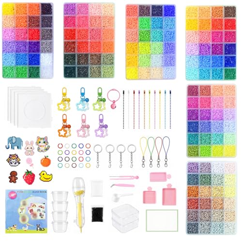 144 Colors Fuse Beads Kit, 72000 2.6mm Melty Beads Set with 200+ Patterns, All in One Creative Beads Kit School Arts and Crafts Supplies, Birthday Gifts for DIY hobbyist