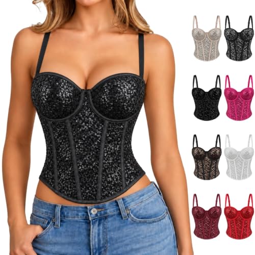 KWVOEBQ Corset Dress for Women Black S Mesh Bustier Push Up Bra Camisole - image 1