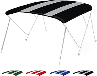 Seamander 3 Bow/ 4 Bow Bimini Top Replacement Cover,Waterproof Canvas Sun Shade Boat Canopy,Easy Install Zipper Sleeves &Light Hole Without Frame,3 Bow Black/Gray 6'L 67"-72" W