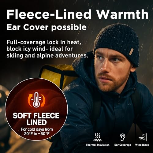 Image of TOP-EX DryKnit Waterproof L /XL /XXL Winter Fleece Lined Beanie Hat for Men Women Warm Knit Watch Skull Cap Cold Weather