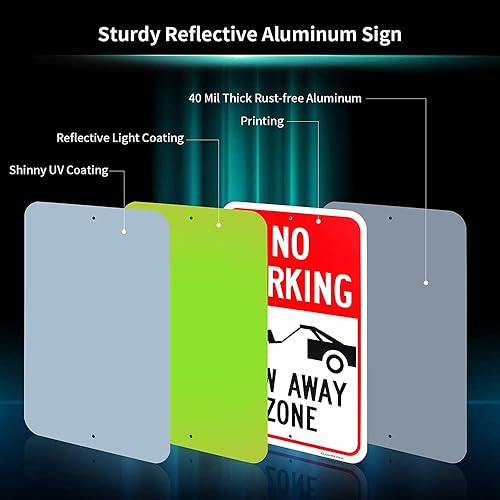 Miniatura 2 de Letrero grande de "No Parking", 18 x 12 pulgadas, letrero reflectante de aluminio 040, libre de óxido, con protección UV y resistente a la intemperie